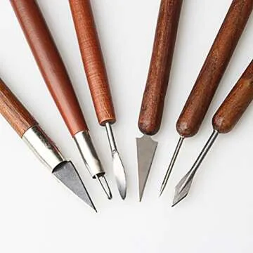 Fashion Road 6Pcs Clay Sculpting Tools, Clay Tools Pottery Tools Wooden Handle Double-Sided Set for Pottery Ceramics Sculpting