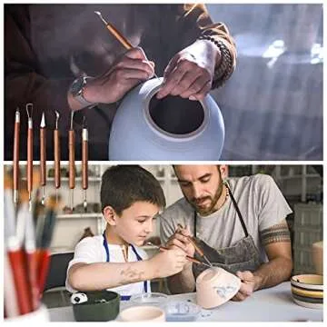 Fashion Road 6Pcs Clay Sculpting Tools, Clay Tools Pottery Tools Wooden Handle Double-Sided Set for Pottery Ceramics Sculpting