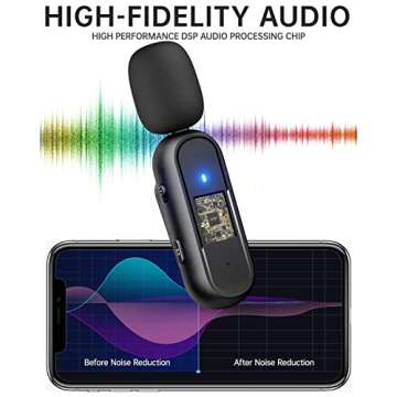 PASABIT Wireless Lavalier Microphone for iPhone iPad, Lapel Mics Plug-Play 2.4G Ultra-Low Delay Built-in Noise Reduction Chip 36H Working Time for Video Recording Interview Podcast Vlog YouTube