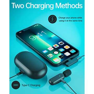 PASABIT Wireless Lavalier Microphone for iPhone iPad, Lapel Mics Plug-Play 2.4G Ultra-Low Delay Built-in Noise Reduction Chip 36H Working Time for Video Recording Interview Podcast Vlog YouTube