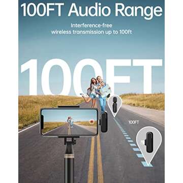 PASABIT Wireless Lavalier Microphone for iPhone iPad, Lapel Mics Plug-Play 2.4G Ultra-Low Delay Built-in Noise Reduction Chip 36H Working Time for Video Recording Interview Podcast Vlog YouTube