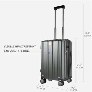 KROSER Hardside Expandable Carry On Luggage with Spinner Wheels & Built-in TSA Lock, Durable Suitcas...