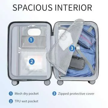 KROSER Hardside Expandable Carry On Luggage with Spinner Wheels & Built-in TSA Lock, Durable Suitcase Rolling Luggage with USB Port, Carry-On 20-Inch, Steel Grey