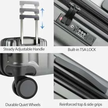 KROSER Hardside Expandable Carry On Luggage with Spinner Wheels & Built-in TSA Lock, Durable Suitcase Rolling Luggage with USB Port, Carry-On 20-Inch, Steel Grey
