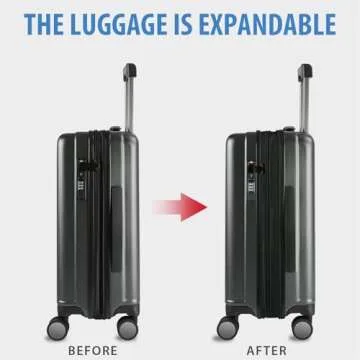 KROSER Hardside Expandable Carry On Luggage with Spinner Wheels & Built-in TSA Lock, Durable Suitcase Rolling Luggage with USB Port, Carry-On 20-Inch, Steel Grey