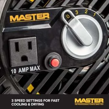 Master High-Velocity Pivoting Head Blower Fan – Utility Air Mover for Drying or Ventilating Home or Construction Site. Daisy chain compatible (MAC-310A-120)