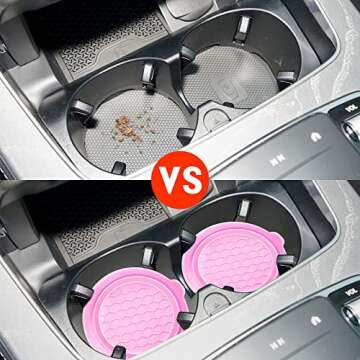 Amooca Automotive Cup Holders Universal Car Cup Coaster Waterproof Non-Slip Sift-proof spill Holder Car Interior Accessories 2 Pack Pink