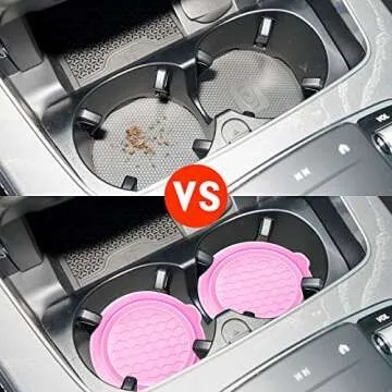 Amooca Automotive Cup Holders Universal Car Cup Coaster Waterproof Non-Slip Sift-proof spill Holder Car Interior Accessories 2 Pack Pink