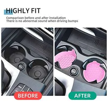 Amooca Automotive Cup Holders Universal Car Cup Coaster Waterproof Non-Slip Sift-proof spill Holder Car Interior Accessories 2 Pack Pink