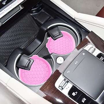 Amooca Automotive Cup Holders Universal Car Cup Coaster Waterproof Non-Slip Sift-proof spill Holder Car Interior Accessories 2 Pack Pink