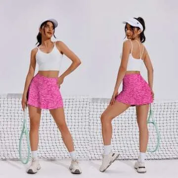 PINSPARK Athletic Skorts Women Mini Tennis Skirts Inner Shorts Pocket Golf Running Workout Sports Activewear,Purple Style Medium