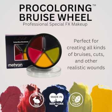 Mehron Makeup ProColoRing Bruise 5 Color Wheel for Special Effects & Movies | Bruise Makeup Kit | SF...
