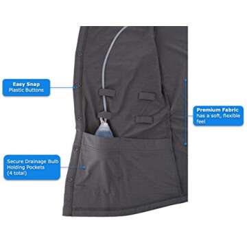 RENOVA MEDICAL WEAR Mastectomy Recovery Shirt with Drain Pockets Grey