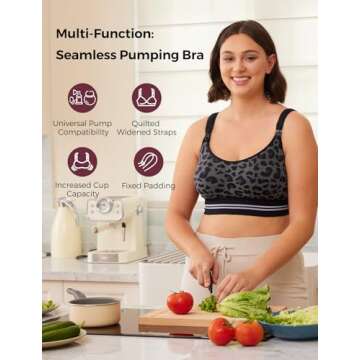 Momcozy Seamless Pumping Bra Hands Free, Fixed Padding Hands-Free Pumping & Nursing Bra, Wireless Co...