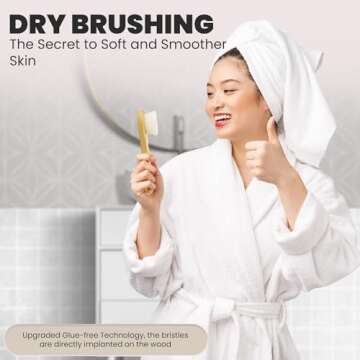 Natural Dry Brush Set for Body and Face - Exfoliate, Stimulate Lymphatic Drainage, Reduce Cellulite - Dry Skin Brushing with Vegan, Boar Bristles and Sustainable Bamboo Handles