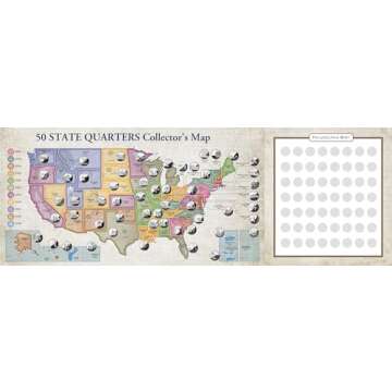 50 State Quarters Map (includes space for the Philadelphia and Denver mints!)