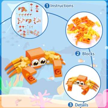 DIYDEC 20pcs Marine Animal Building Blocks for Kids