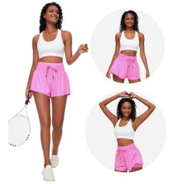 High Waisted Edenfox Women Flowy Athletic Shorts with Pockets