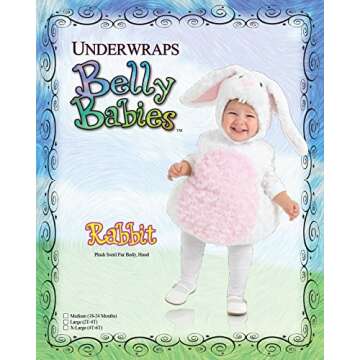 Underwraps Baby's Rabbit Belly-Babies, White/Pink, Large