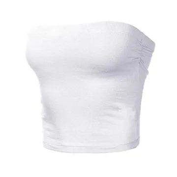 HATOPANTS Tube Crop Shapewear Tops Strapless Cute Sexy Cotton Basic Casual White M