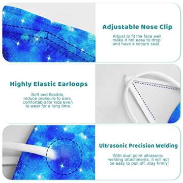 30 Pack Kids KN95 Disposable Face Masks, Child 5-Ply Cute Design Protective Safety Mask against PM2.5, Breathable Cup Dust Mask with Elastic Earloop&Nose Bridge Clip for Boys Girls