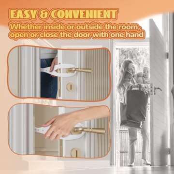 TGIOW Cat Door Latch, 2 Pcs Cat Door Stopper Pet Door Latch to Keep Dog Out of Litter Box and Food, Door Prop for Cat with 5 Adjustable Size Strap 2.5-6" Wide, No Measuring, Easy to Install, White