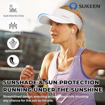 Sukeen Sports Sun Visor Men Women Lightweight Packable Cooling Stretchy Visor Hat for Running, Tennis, Golf White