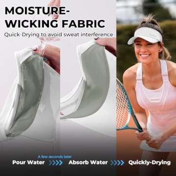 Sukeen Sports Sun Visor Men Women Lightweight Packable Cooling Stretchy Visor Hat for Running, Tennis, Golf White