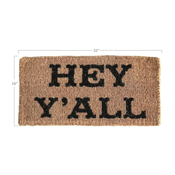 Hey Y'all Natural Coir Doormat by Creative Co-Op