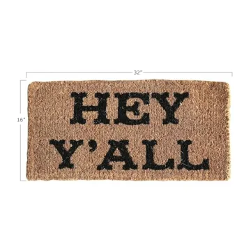 Hey Y'all Natural Coir Doormat by Creative Co-Op
