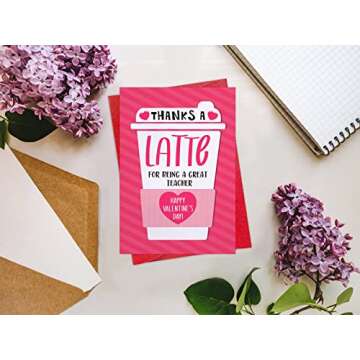 WhatSign Teacher Valentine Day Card - Valentines Day Gifts for Teachers Thanks a Latte Valentines Da...