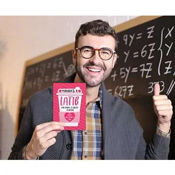 WhatSign Teacher Valentine Day Card - Valentines Day Gifts for Teachers Thanks a Latte Valentines Day Teacher Cards with Envelope Valentines Day Teacher Gifts