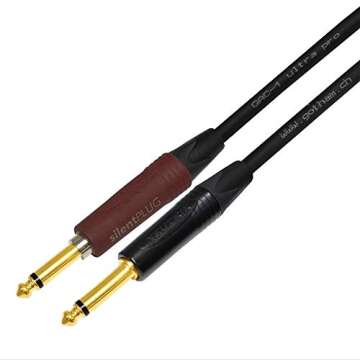 WORLDS BEST CABLES 6 Foot - Gotham GAC-1 Ultra Pro - Premium Low-Cap (21 pf/F) Guitar Bass Instrument Cable w/Neutrik Gold Straight to Straight (Silent Plug) ¼ inch (6.35mm) TS Plugs- Custom Made
