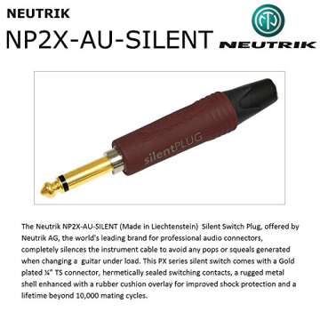 WORLDS BEST CABLES 6 Foot - Gotham GAC-1 Ultra Pro - Premium Low-Cap (21 pf/F) Guitar Bass Instrument Cable w/Neutrik Gold Straight to Straight (Silent Plug) ¼ inch (6.35mm) TS Plugs- Custom Made