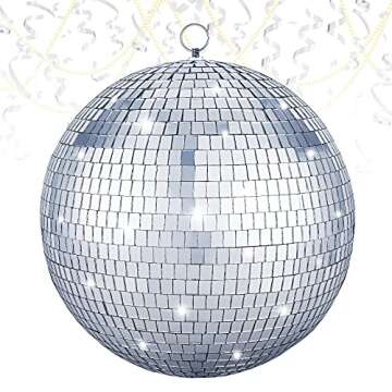 12 Inch Mirror Disco Ball Cool and Fun Silver Hanging Party Disco Ball 80's 90's Stylish Mirror Disc...