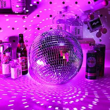 12 Inch Mirror Disco Ball Cool and Fun Silver Hanging Party Disco Ball 80's 90's Stylish Mirror Disco Ball for DJ Club Stage Bar Home Party Wedding Holiday Decoration