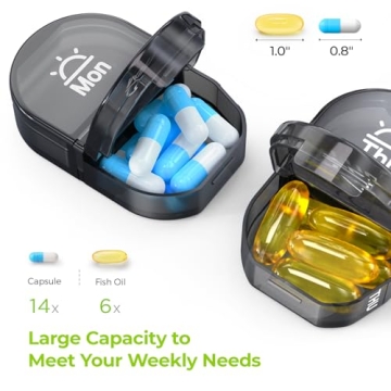 AUVON Travel Pill Organizer with Durable Zipper Closure