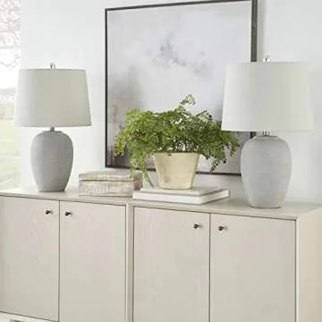 Nourison 23" Grey White Washed Table Lamp for Modern Homes