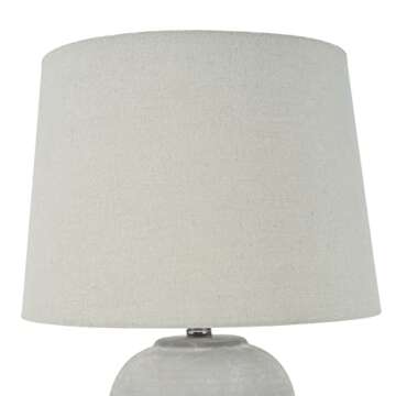 Nourison 23" Grey White Washed Distressed Ceramic Pot Table Lamp for Bedroom, Living Room