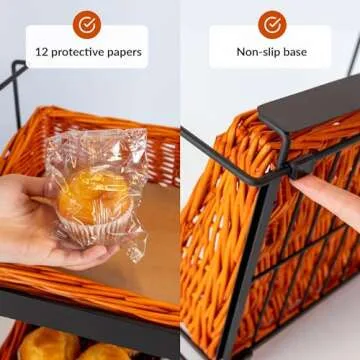 Stylish Willow Basket Display Rack for Kitchen & Bakery