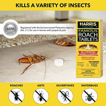 Harris Roach Tablets, Safe Boric Acid Insect Killer 145 Tablets