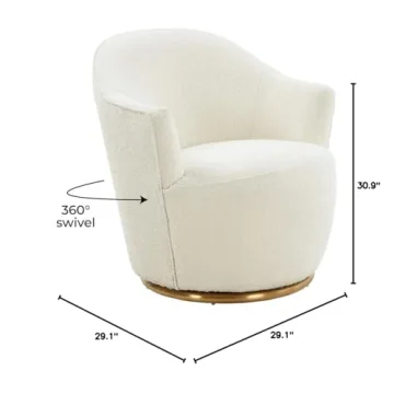 Tov Furniture Skyla Boucle White Swivel Chair - Stylish Comfort