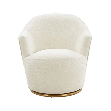Tov Furniture Skyla Boucle White Swivel Chair - Stylish Comfort