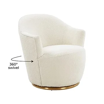 Tov Furniture Skyla Boucle White Swivel Chair - Stylish Comfort