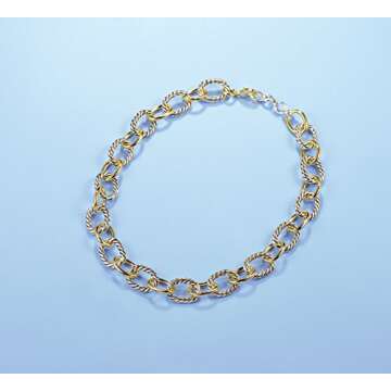 UNY JEWEL Twisted Cable Wire Link Chain Bracelet Two Tone Designer Brand Inspired Women Jewelry Vale...