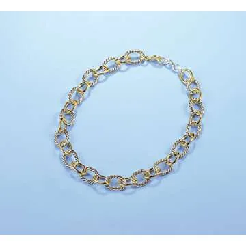 UNY JEWEL Twisted Cable Wire Link Chain Bracelet Two Tone Designer Brand Inspired Women Jewelry Vale...