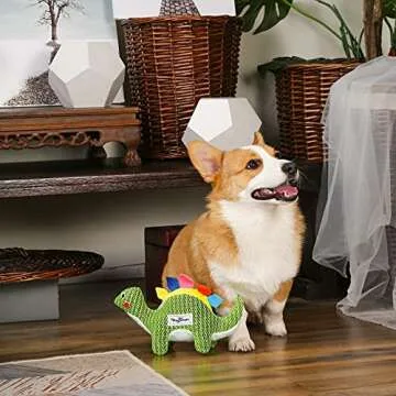 HugSmart Pet - Dinosaur Land | Squeaky Plush Dog Toys for Small Medium Dogs| Textured Sandwich Mesh Cute Teething Toys for Puppies