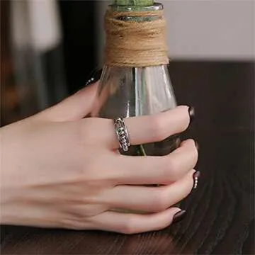 ASGIFT 925 Sterling Silver Fidget Ring for Anxiety Relief