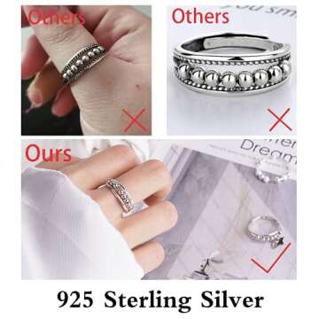 ASGIFT 925 Sterling Silver Fidget Ring for Anxiety Relief