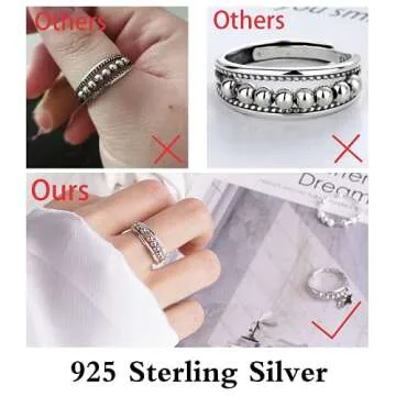ASGIFT 925 Sterling Silver Fidget Ring for Anxiety Relief